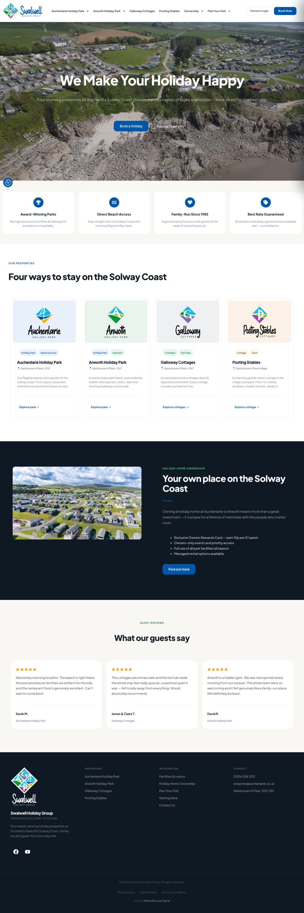 Swalwell Holiday Group website homepage